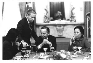 Carl Albert at a reception. Joe Foote (right) also shown., 1972-02-22