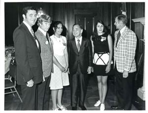 Joan Southard, Carl Albert, Beverly Vogel and Dewey F. Bartlett. June 1973, 1973-06-01