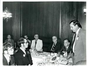 Joan Southard, Carl Albert, Beverly Vogel and Dewey F. Bartlett. June 1973, 1973-06-01