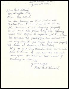 Appeal for Fair Compensation: Hochatown Residents Seek Assistance from Honorable Carl Albert, 1962-06-01