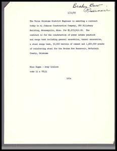 Contract Awarded for Broken Bow Reservoir Construction, 1962-01-01 - 1963-12-31