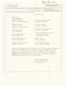 Western Union Announces Head Start Grant to Indian Nations Community Action Foundation, Inc., 1970-03-04