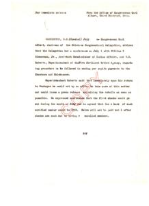 Congressman Carl Albert Announces Per Capita Payments for Choctaws and Chickasaws, 1949-01-01 - 1949-12-31