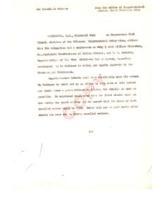 Oklahoma Congressional Delegation Announces Progress on Per Capita Payments for Choctaw and Chickasaw Tribes, 1949-01-01 - 1949-12-31