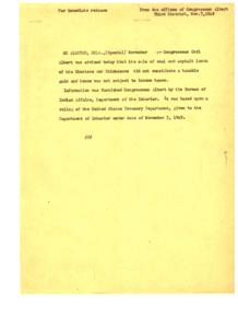 Congressman Albert Secures Tax Exemption for Choctaw and Chickasaw Lands, 1949-01-01 - 1949-12-31