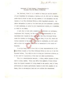 Rehabilitation Legislation for Five Civilized Tribes: A Statement from Carl Albert, 1950-01-01 - 1950-12-31