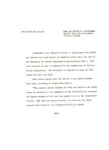 Congressman Albert Announces Passage of Second Supplemental Appropriation Bill for Choctaw Treaty Obligations, 1951-01-01 - 1951-12-31