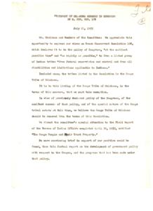 Opposition to Inclusion of Osage Tribe of Oklahoma in H. Con. Res. 108, 1953-04-30