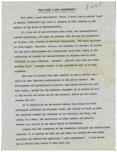 The Qualities of a Good Congressman, 1964-01-01 - 1964-12-31