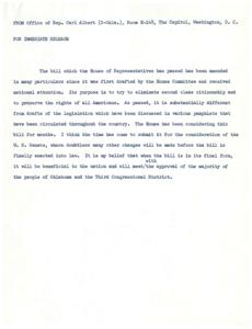 Proposed Legislation to Eliminate Second Class Citizenship and Preserve Rights, 1964-01-01 - 1964-12-31