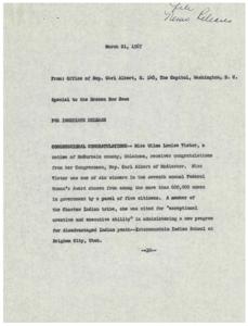 Native of McCurtain County Receives Congressional Congratulations, 1967-03-21