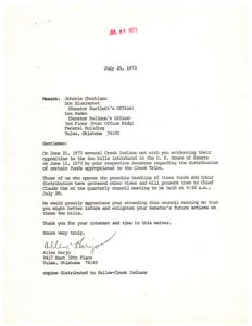 Opposition to Proposed Creek Tribe Fund Distribution, 1973-06-11