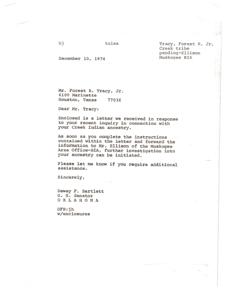 Ancestry Inquiry for Creek Indian Heritage, 1971-01-01 - 1978-12-31
