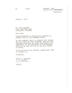 Congratulations on Winning Chief of the Cherokee Tribe, 1975-08-05