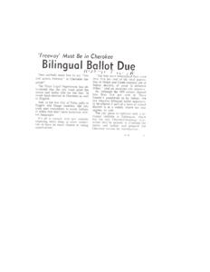 Bilingual Ballot Mandate: &#39;Freeway&#39; Must Be in Cherokee, 1973-01-01 - 1978-12-31