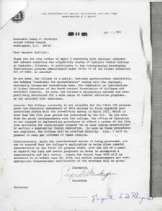 UPDATE ON SEMINOLE JUNIOR COLLEGE&#39;S ELIGIBILITY FOR FEDERAL PROGRAMS, 1974-06-30