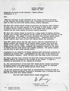 Petition to Save Fort Sill Indian School, 1978-08-11