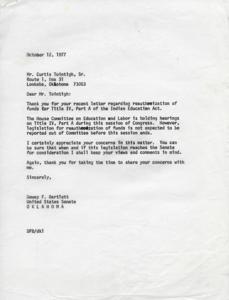 Concerns Regarding Reauthorization of Funds for Title IV-A of the Indian Education Act, 1977-10-12