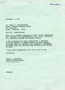 Petition for Transfer and Reassignment at Seneca Indian School, 1975-01-15