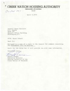 ["The document from the Creek Nation Housing Authority to the Department of Housing & Urban Development addresses the lack of adequate housing for American Indians in Oklahoma. They discuss the unique challenges faced by Indian tribes in obtaining housing, including issues with property ownership and financing. The document also highlights the difficulties in implementing Mutual Help Housing programs due to lack of guidelines and funding. The Authority requests changes to the current system to better address the housing needs of American Indians."]
