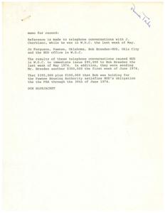 ["The memo outlines the issues faced by the Housing Authority of the Pawnee Tribe of Indians in obtaining funds from HUD for a housing project. Despite assurances that funds were available, delays and lack of communication led to only receiving $100,000 out of the $990,644 needed for the project. The authority is requesting additional funds to meet their contractual obligations and complete construction on time."]