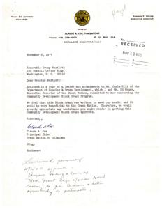 Concerns and Recommendations for the Community Development Block Grant Program for the Creek Nation of Oklahoma, 1975-06-09