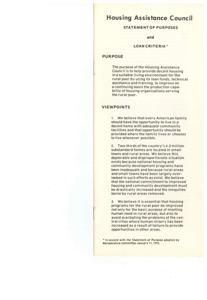 Empowering Rural Communities: Housing Assistance Council&#39;s Mission, 1975-01-01 - 1975-12-31