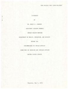 Improving Indian Housing for Better Health: Statement by Dr. Emery A. Johnson, 1975-05-01