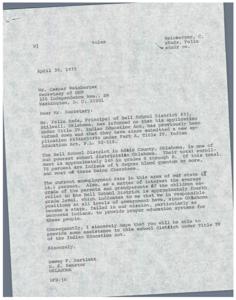 Title: Request for Assistance under the Indian Education Act, 1975-04-11