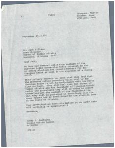 Concerns Regarding Cherokee Tribe Election Procedures, 1976-09-23