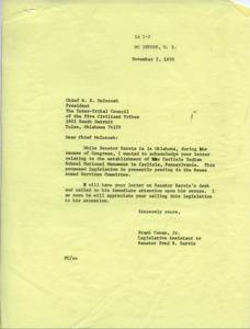 Correspondence Regarding the Establishment of Carlisle Indian School National Monument, 1970-10-15