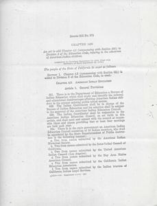 Establishment of the American Indian Education Council: California Senate Bill No. 872, 1970-09-18