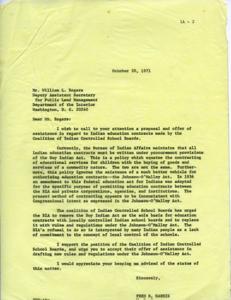 Letter to the Deputy Assistant Secretary for Public Land Management Regarding Indian Education Contracts, 1971-10-28