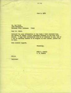 Senator Harris&#39;s Correspondence Regarding Fort Sill Indian School Personnel Issues, 1971-04-21