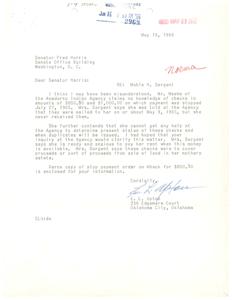 Investigation into Issuance of Checks: Correspondence with Senator Harris, 1965-01-01 - 1966-12-31