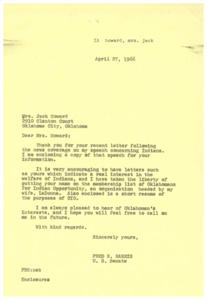 Letter to Senator Harris Regarding Native American Rights and Treatment, 1966-04-21