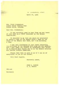 Letter from a Vista Volunteer to Senator Fred Harris Regarding Efforts on Navajo Reservation, 1966-01-01 - 1966-12-31