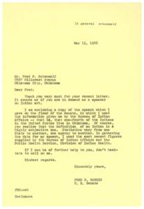 Letter to Senator Fred R. Harris Regarding Indian Population Statistics in Oklahoma, 1966-05-09