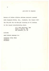Correspondence Regarding the Colorado River Basin Project and the Hualapai Tribal Council&#39;s Request for Support, 1966-08-11