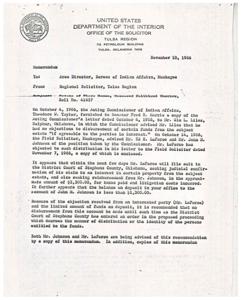 Letter from Senator Fred R. Harris Regarding Unreceived Land Payment, 1966-12-14