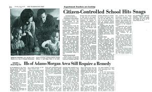 ["The document describes a visit by Senator Harris to Morgan Elementary School, which is experimenting with a new program that includes a locally elected community school board. The children are excited and interested in the visitors, and the teacher is happy to have the opportunity to show off the program. However, Principal Haskins notes that there are some problems with the program, including a lack of experienced teachers.  In the second half of the text, the author describes a number of upcoming events in the social lives of various wealthy individuals. These include a party for the Burtons, a wedding for Sir Francis Peake, and a possible summer trip to Malta for Prince Charles."]