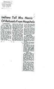 Indigenous Community Faces Refusals from Hospitals: Senator&#39;s Wife Advocates for Change in Healthcare Discrimination, 1967-01-01-01 - 1968-12-31
