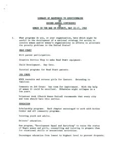 Summary and Feedback on the Second Annual Conference of Women in the War on Poverty, 1968: Programs, Insights, and Recommendations, 1968-01-01 - 1968-12-31
