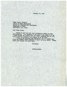 LaDonna Harris&#39; Letter of Gratitude to Edgar Owens for Insight on Local Participation