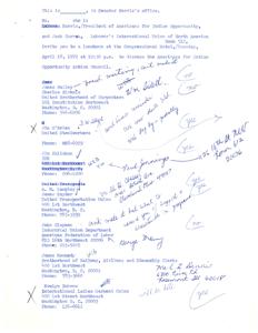Invitation to Discuss the Americans for Indian Opportunity Action at Luncheon Hosted by Senator Harris&#39;s Office, 1972-04-18
