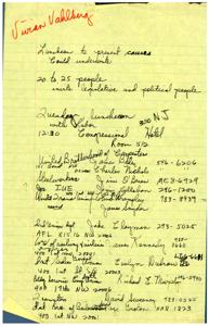 ["A group of labor unions are inviting legislative and political leaders to a luncheon to discuss causes that could potentially be underwritten. The event will be held at the Congressional Hotel in Room 5/2, and approximately 20 to 25 people are expected to attend."]