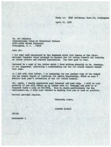 Letter to Jim Callahan Regarding AIO Action Council and Indian Affairs Legislation, 1972-04-25