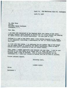 Request for Support for AIO Action Council&#39;s Advocacy for Indian Affairs, 1972-04-25