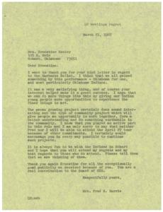 Correspondence Regarding the Harkness Ballet Performance and Native Pecan Project in Oklahoma, 1967-03-08