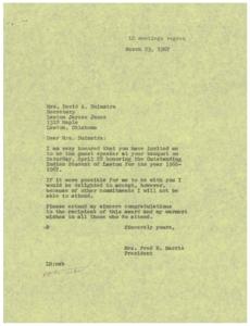 Invitation and Regret: Outstanding Indian Student Banquet Correspondence, 1967-03-04